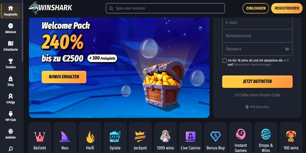 Boni Winshark casino